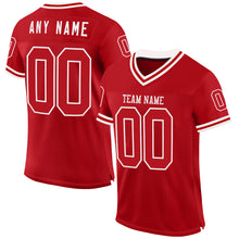 Load image into Gallery viewer, Custom Red White Mesh Authentic Throwback Football Jersey
