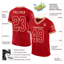 Load image into Gallery viewer, Custom Red Cream Mesh Authentic Throwback Football Jersey
