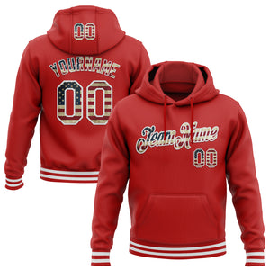 Custom Stitched Red Vintage USA Flag-White Sports Pullover Sweatshirt Hoodie