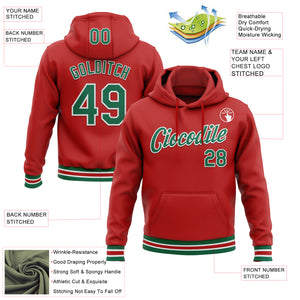 Custom Stitched Red Kelly Green-White Sports Pullover Sweatshirt Hoodie