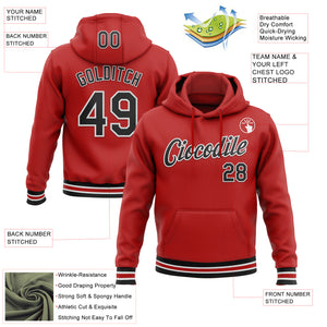 Custom Stitched Red Black-White Sports Pullover Sweatshirt Hoodie