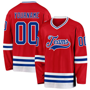 Custom Red Royal-White Hockey Jersey