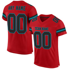 Load image into Gallery viewer, Custom Red Black-Teal Mesh Authentic Football Jersey
