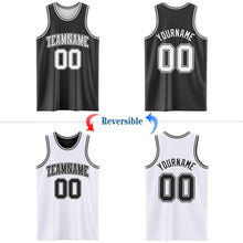 Load image into Gallery viewer, Custom Reversible Black White Double Side Authentic Basketball Jersey
