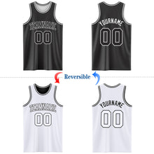 Load image into Gallery viewer, Custom Reversible Black White Double Side Authentic Basketball Jersey
