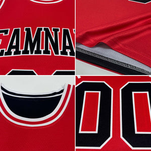 Custom Reversible Black White-Red Double Side Authentic Basketball Jersey