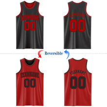 Load image into Gallery viewer, Custom Reversible Black Red Double Side Authentic Basketball Jersey
