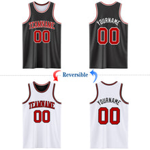 Load image into Gallery viewer, Custom Reversible Black Red-White Double Side Authentic Basketball Jersey
