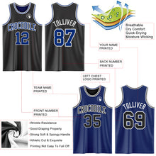 Load image into Gallery viewer, Custom Reversible Black Royal-White Double Side Authentic Basketball Jersey
