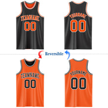 Load image into Gallery viewer, Custom Reversible Black Orange-White Double Side Authentic Basketball Jersey
