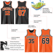 Load image into Gallery viewer, Custom Reversible Black Orange-White Double Side Authentic Basketball Jersey
