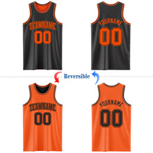 Load image into Gallery viewer, Custom Reversible Black Orange Double Side Authentic Basketball Jersey
