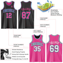 Load image into Gallery viewer, Custom Reversible Black Pink-Sky Blue Double Side Authentic Basketball Jersey
