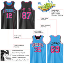 Load image into Gallery viewer, Custom Reversible Black Pink-Sky Blue Double Side Authentic Basketball Jersey
