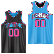 Load image into Gallery viewer, Custom Reversible Black Pink-Sky Blue Double Side Authentic Basketball Jersey
