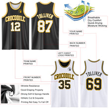 Load image into Gallery viewer, Custom Reversible Black White-Gold Double Side Authentic Basketball Jersey
