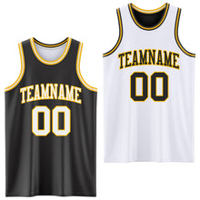 Load image into Gallery viewer, Custom Reversible Black White-Gold Double Side Authentic Basketball Jersey
