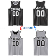 Load image into Gallery viewer, Custom Reversible Black White-Gray Double Side Authentic Basketball Jersey
