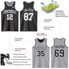 Load image into Gallery viewer, Custom Reversible Black White-Gray Double Side Authentic Basketball Jersey
