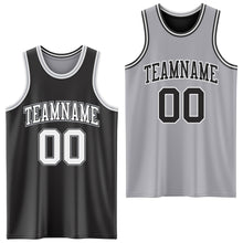 Load image into Gallery viewer, Custom Reversible Black White-Gray Double Side Authentic Basketball Jersey
