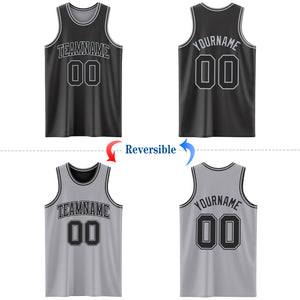 Custom Reversible Black Gray Double Side Authentic Basketball Jersey