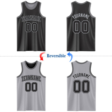 Custom Reversible Black Gray Double Side Authentic Basketball Jersey