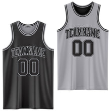 Load image into Gallery viewer, Custom Reversible Black Gray Double Side Authentic Basketball Jersey
