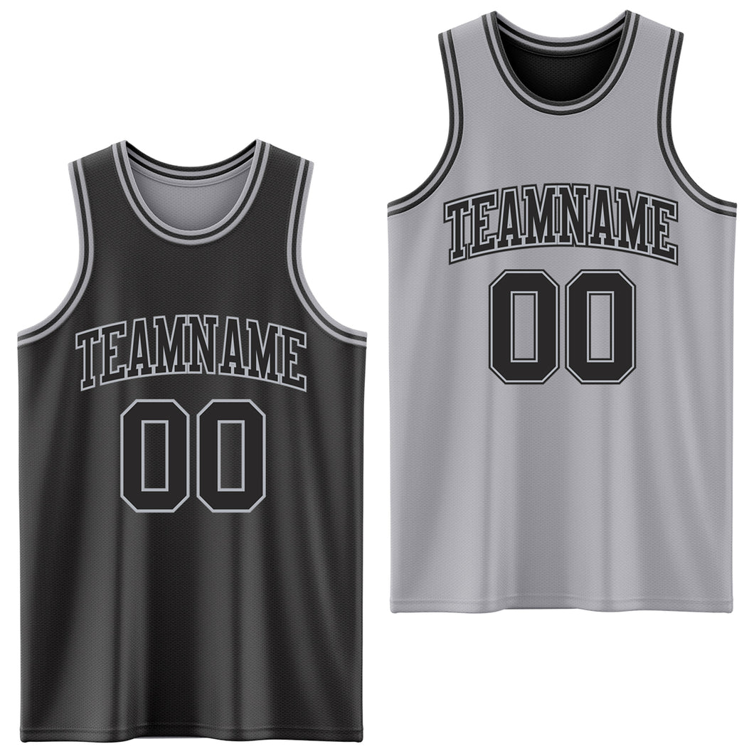 Custom Reversible Black Gray Double Side Authentic Basketball Jersey