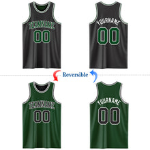 Load image into Gallery viewer, Custom Reversible Black Green-White Double Side Authentic Basketball Jersey
