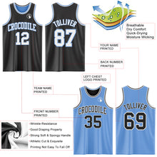 Load image into Gallery viewer, Custom Reversible Black White-Light Blue Double Side Authentic Basketball Jersey
