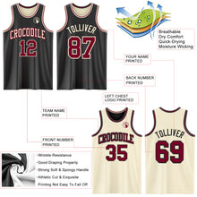 Load image into Gallery viewer, Custom Reversible Black Maroon-Cream Double Side Authentic Basketball Jersey
