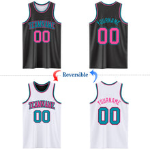 Load image into Gallery viewer, Custom Reversible Black Pink-Teal Double Side Authentic Basketball Jersey
