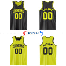 Load image into Gallery viewer, Custom Reversible Black Neon Yellow Double Side Authentic Basketball Jersey
