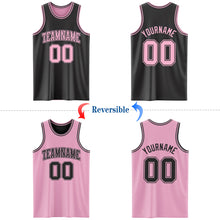 Load image into Gallery viewer, Custom Reversible Black Light Pink Double Side Authentic Basketball Jersey
