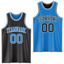 Load image into Gallery viewer, Custom Reversible Black Powder Blue-White Double Side Authentic Basketball Jersey
