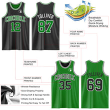 Load image into Gallery viewer, Custom Reversible Black Grass Green-White Double Side Authentic Basketball Jersey
