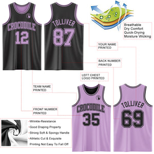 Custom Reversible Black Light Purple Double Side Authentic Basketball Jersey