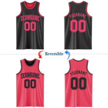 Load image into Gallery viewer, Custom Reversible Black Neon Pink Double Side Authentic Basketball Jersey
