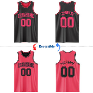 Custom Reversible Black Neon Pink Double Side Authentic Basketball Jersey