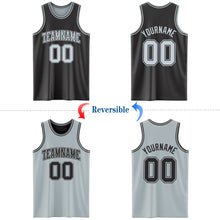 Load image into Gallery viewer, Custom Reversible Black Silver Double Side Authentic Basketball Jersey
