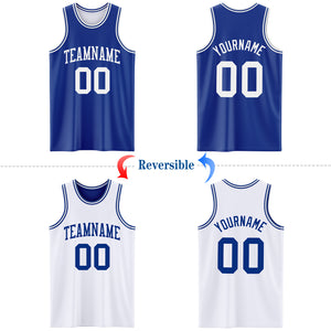 Custom Royal White Reversible Double Side Basketball Jersey