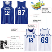 Load image into Gallery viewer, Custom Royal White Reversible Double Side Basketball Jersey
