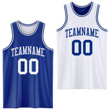 Load image into Gallery viewer, Custom Royal White Reversible Double Side Basketball Jersey
