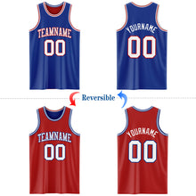 Load image into Gallery viewer, Custom Royal White-Red Reversible Double Side Basketball Jersey
