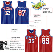 Load image into Gallery viewer, Custom Royal White-Red Reversible Double Side Basketball Jersey
