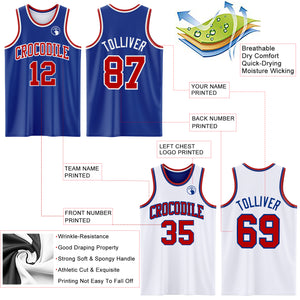 Custom Royal Red-White Reversible Double Side Basketball Jersey