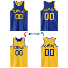 Load image into Gallery viewer, Custom Royal Gold-White Reversible Double Side Basketball Jersey
