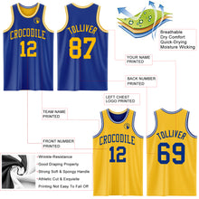 Load image into Gallery viewer, Custom Royal Gold-White Reversible Double Side Basketball Jersey
