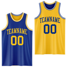 Load image into Gallery viewer, Custom Royal Gold-White Reversible Double Side Basketball Jersey
