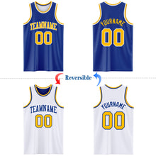 Load image into Gallery viewer, Custom Royal Gold-White Reversible Double Side Basketball Jersey
